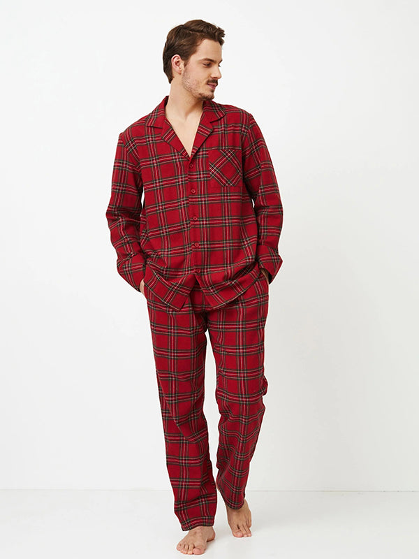 Aruelle Long Cotton Pyjamas For Men Hendrix Long Red