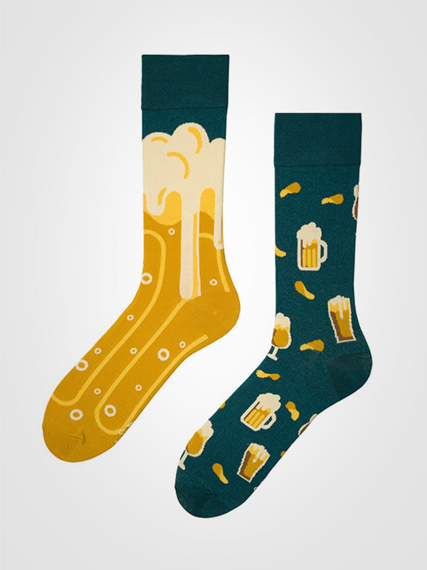 Spalvotos Kojines unisex medvilninės kojinės "Yeast Drink Yellow- Emerald"