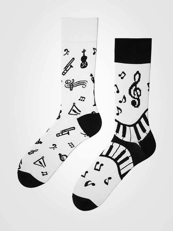 Spalvotos Kojines Unisex Cotton Socks Classic White - Black