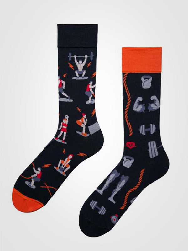 Spalvotos Kojines unisex medvilninės kojinės "Six Pack Black - Orange"