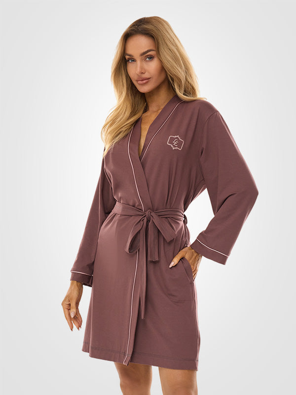L&L Viscose Dressing Gown Darcy Plum