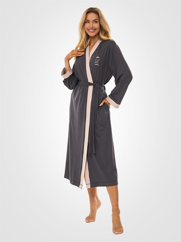 L&L Long Viscose Robe Rajana Long Graphite - Grey