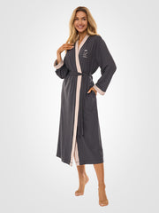 L&L ilgas viskozinis chalatas "Rajana Long Graphite - Grey"
