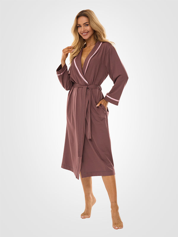 L&L Long Viscose Robe Debra Long Plum