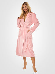 L&L ilgas raštuotas chalatas "Aura Pink Velour"