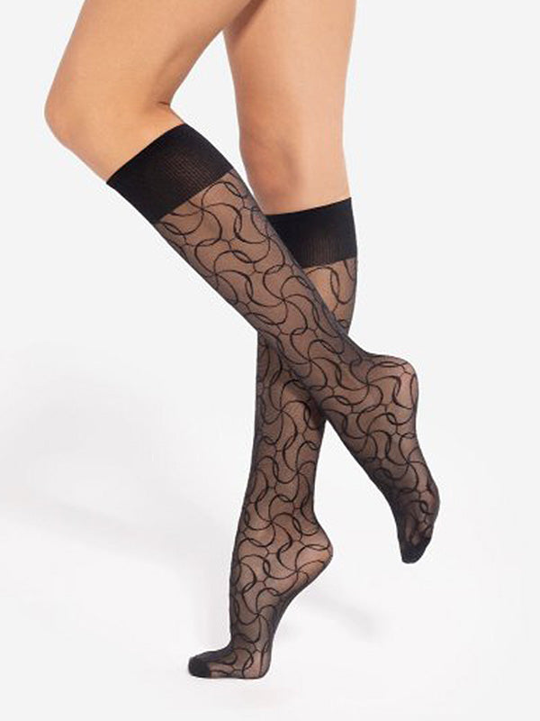 Gatta Patterned Knee-High Socks Trendy 19 20 Den Black