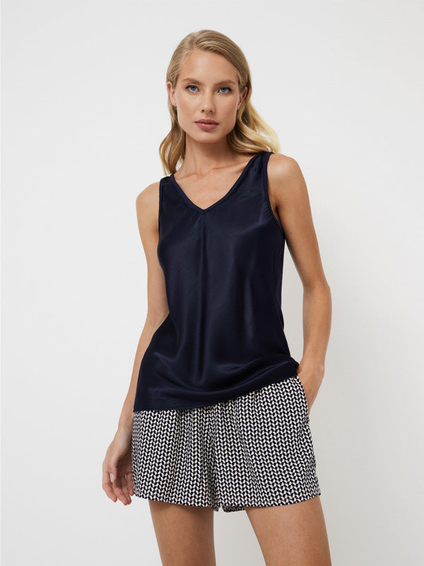 Aruelle Viscose Pajamas Set Isobell Navy - White
