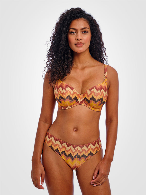 Freya bikini maudymosi kostiumėlis su lankeliais "Arizona Wave 2 Orange - Brown - Black Lurex"