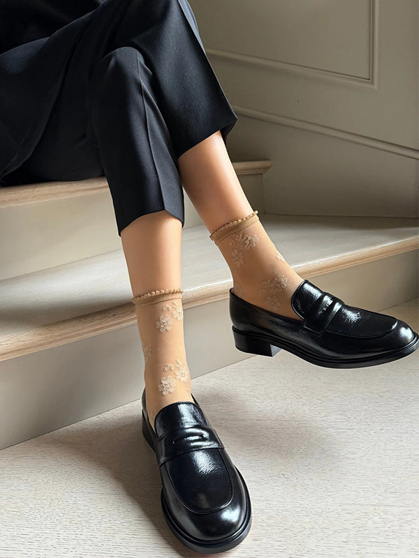 Veneziana Patterned Socks Fiorella Nude