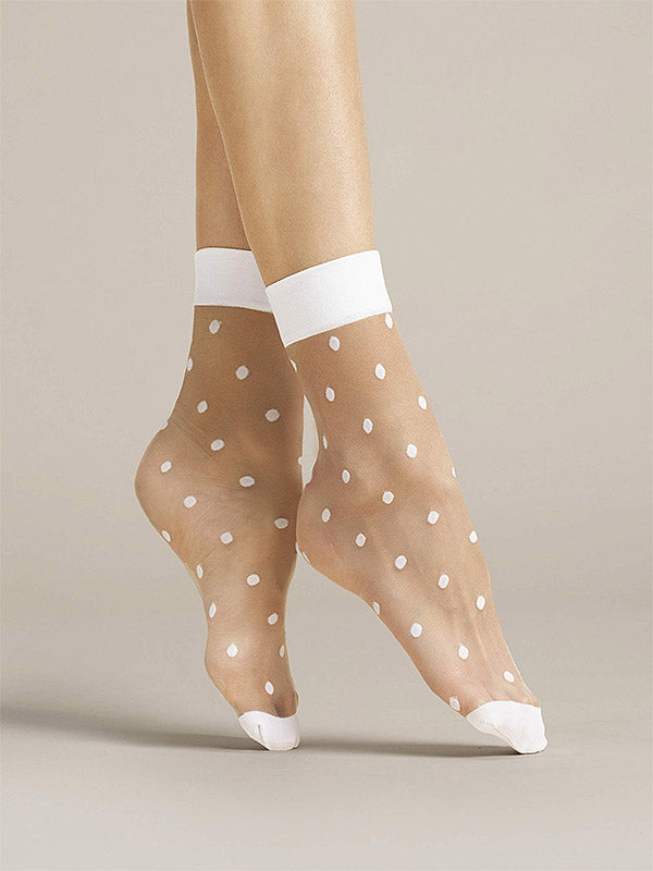 Fiore taškuotos kojinaitės "Papavero 20 Den Poudre - White Dots"