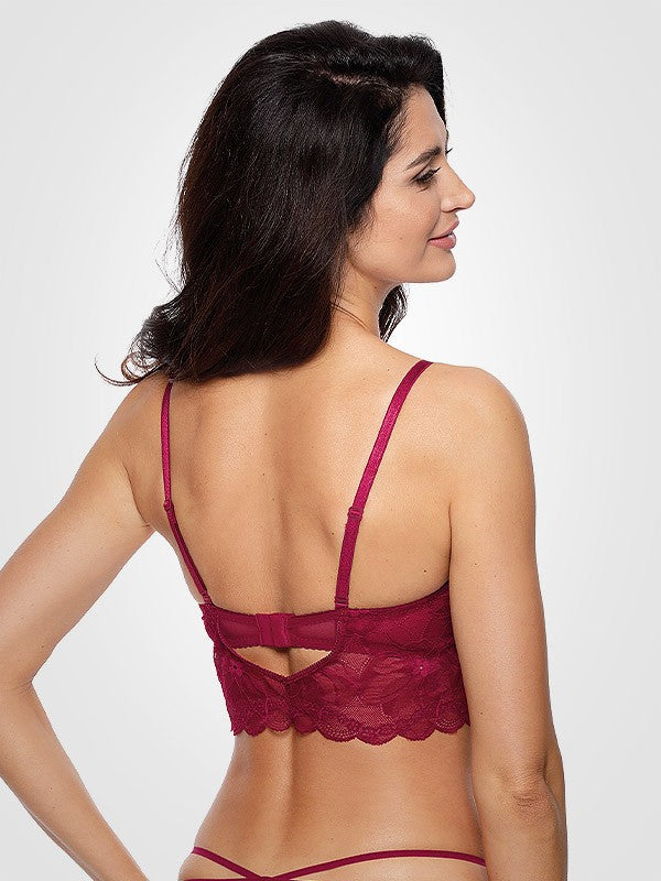 Gorteks push up nėriniuota liemenėlė su lankeliais "Charlize Bordeaux"