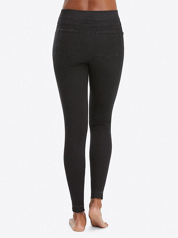 Spanx koreguojantys džinsai-leginsai "Vintage Distressed Black"