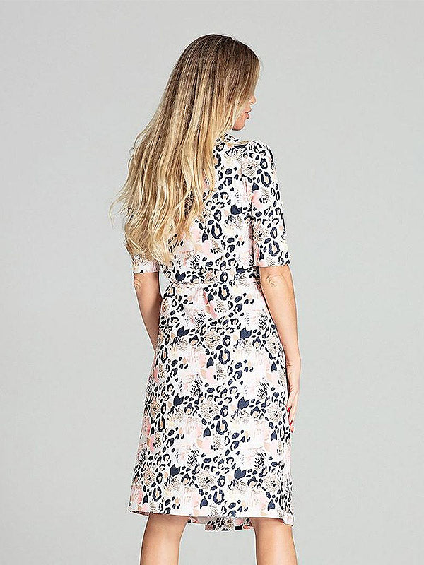 Figl susiaučiama suknelė "Paulina Beige - Multicolor Leopard Print"