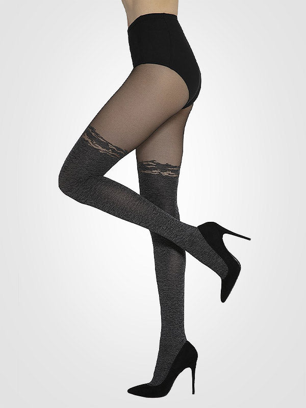 Gatta pėdkelnės su kojinių imitacija "Girl Up 38 20-60 Den Black - Melange"