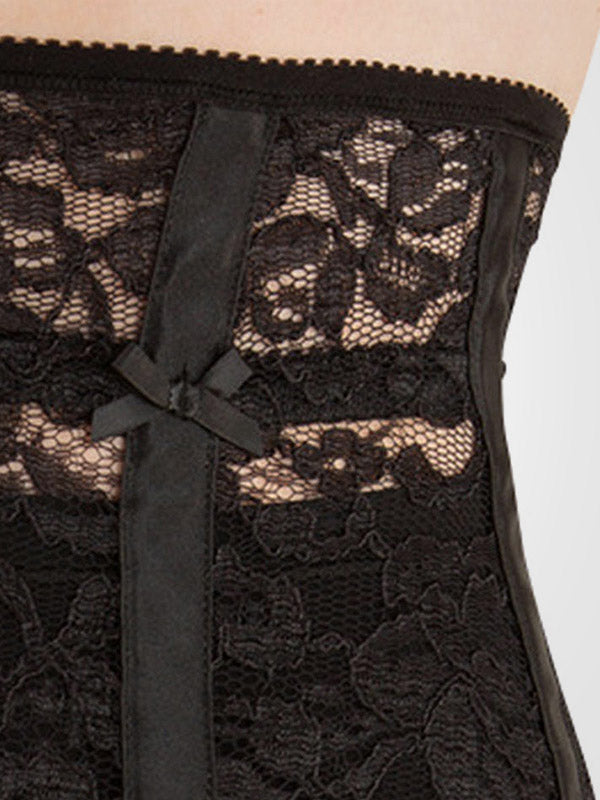 Fashion4Passion 6 dirželių nėriniuotas susegamas prisegamų kojinių diržas "Lace Waist Cincher Black"