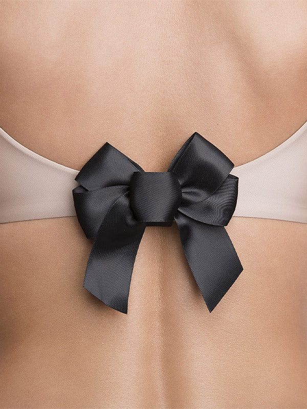 Julimex kaspinėlis liemenėlės užsegimui paslėpti "Bow Black"