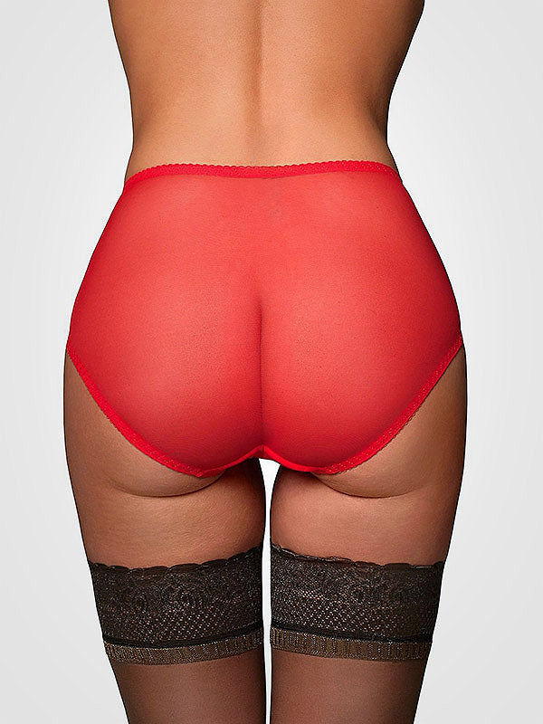 Nylon Dreams perregimos kelnaitės "Sheer Mesh Panty Red"