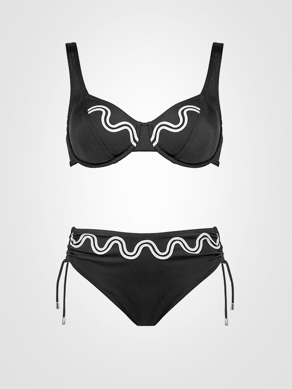 Lidea bikini maudymosi kostiumėlis su lankeliais "Stromboli 2 Black - White"