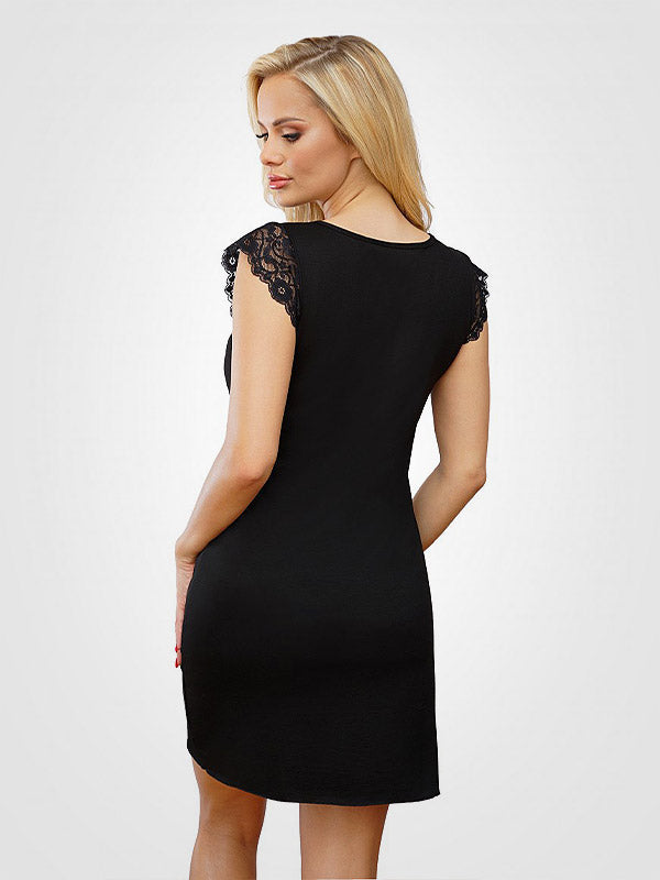 Donna viskoziniai naktiniai su mini rankovėmis "T!ssi 106 Black"