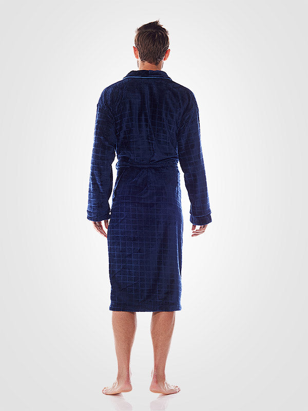 L&L vyriškas chalatas "Dante Dark Blue Velour"
