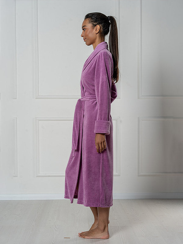 Belmanetti ilgas bambuko pluošto chalatas "Asheville Nicky Purple Velour"