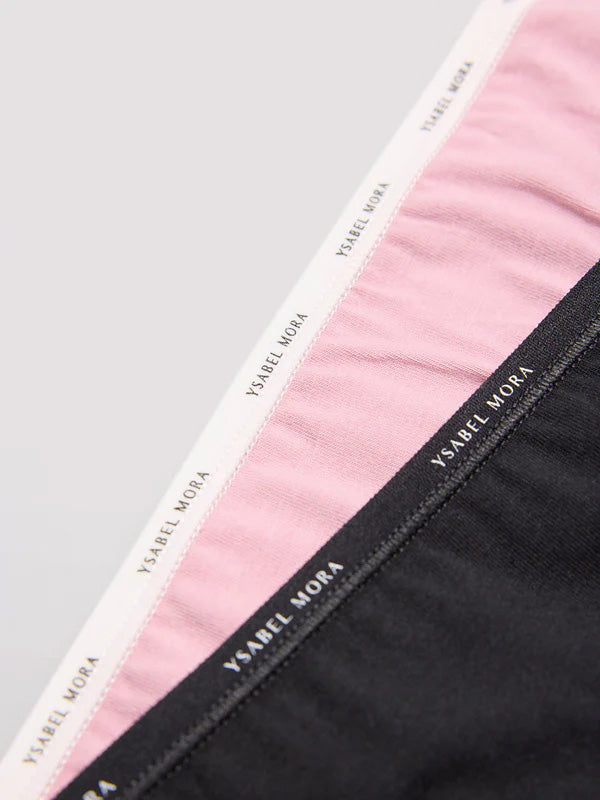 Ysabel Mora 2 medvilninių kelnaičių komplektas "Layla Black - Pink"
