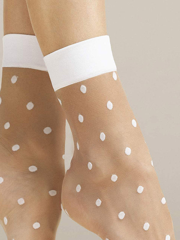 Fiore taškuotos kojinaitės "Papavero 20 Den Poudre - White Dots"