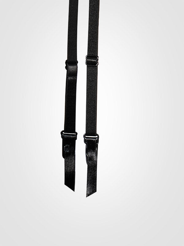Julimex lygaus audinio blizgus prisegamų kojinių diržas "Orchid Black"