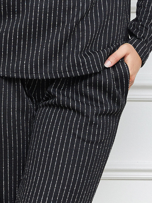 Lega kelnės "Arietta Black - White Stripes"