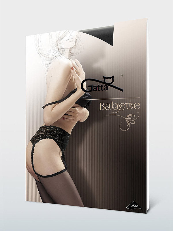 Gatta kojinės su nėriniuotu prilaikančiu diržu "Babette 02 Black"