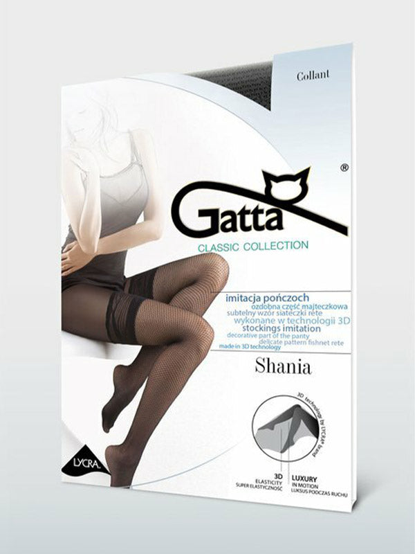 Gatta pėdkelnės su tinklinių kojinių imitacija ir siūle iš galo "Shania Black"