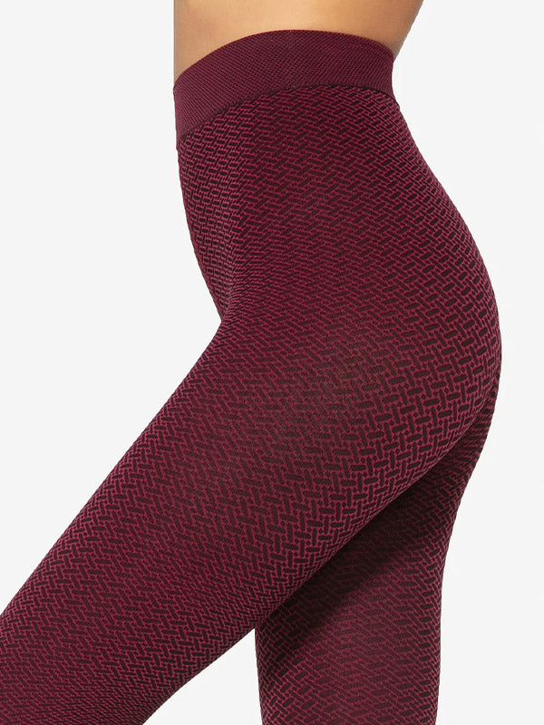 Gatta neperregimos raštuotos mikrofibros pėdkelnės "Sassi 09 50 Den Bordeaux - Black"