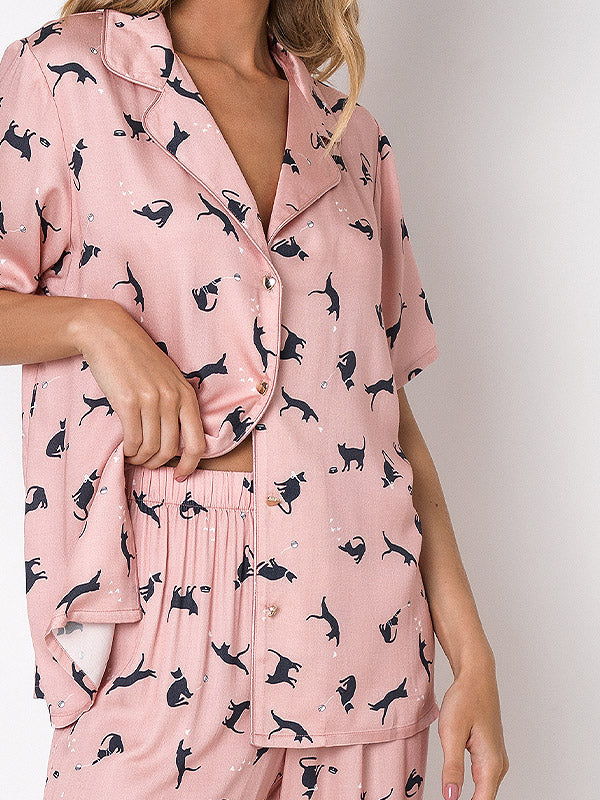 Aruelle ilga viskozinė pižama "Polly Long Light Pink - Black"