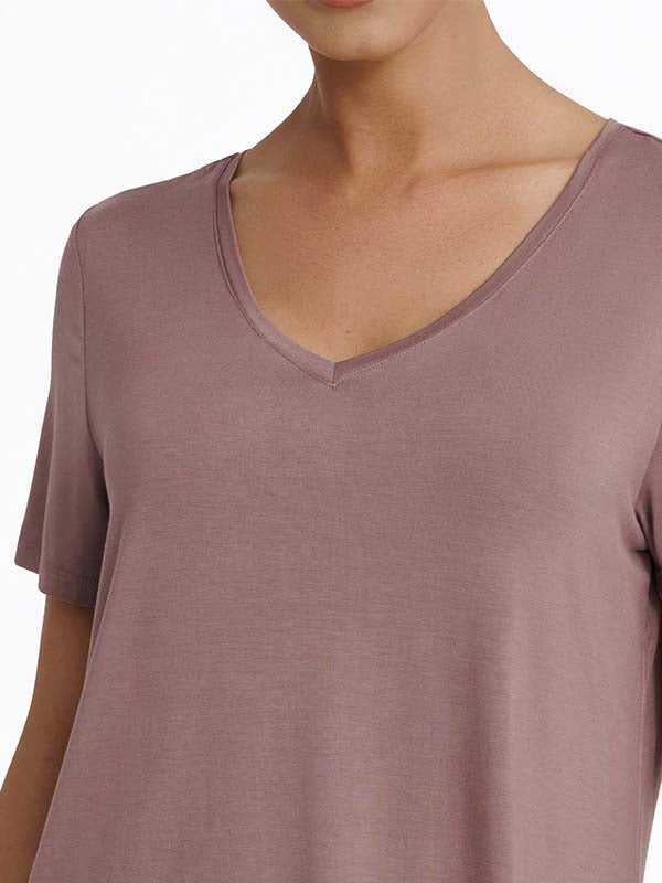 Esotiq trumpa viskozinė pižama "Magazine Dusty Violet - Cream - Black"