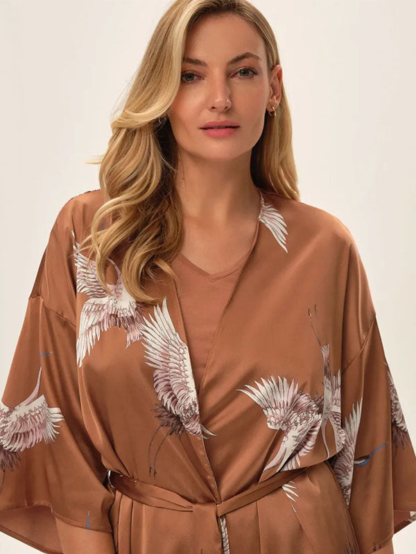 Esotiq kimono stiliaus chalatas "Jael Brown - Multicolor"