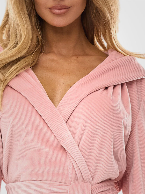 L&L raštuotas chalatas "Luna Pink Velour"