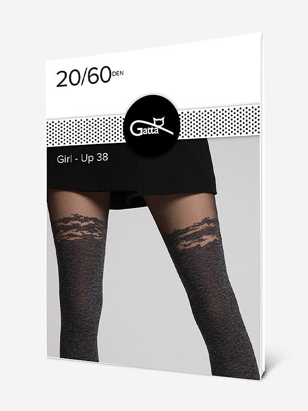 Gatta pėdkelnės su kojinių imitacija "Girl Up 38 20-60 Den Black - Melange"
