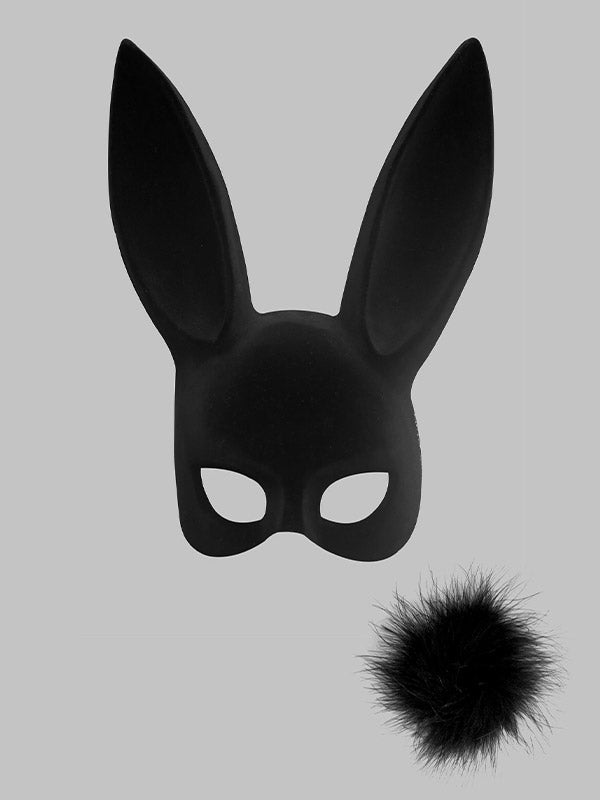 Maison Close aksominė kiškučio kaukė ir uodegėlė "Miss Bunny Black"