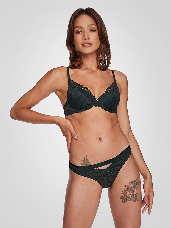 Esotiq nėriniuota push up liemėnėlė "Lynn Dark Green"