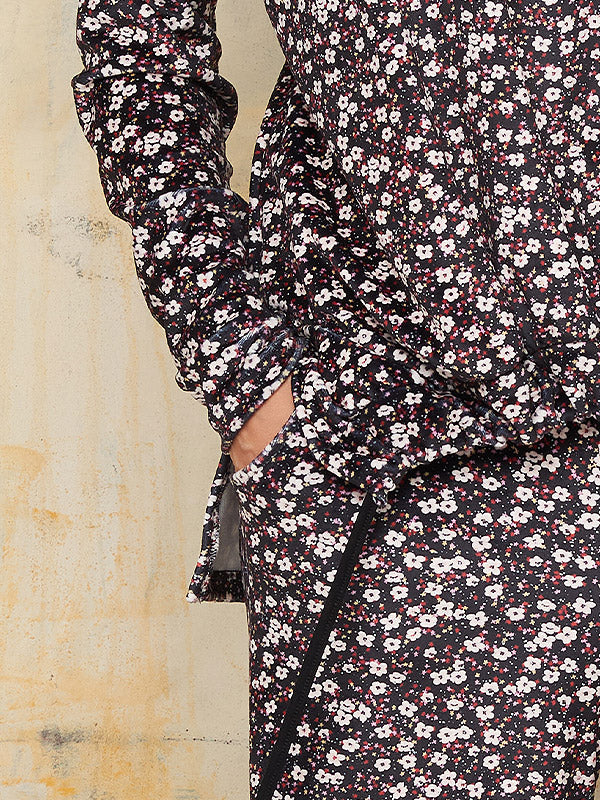 Lega puošni veliūrinė palaidinė "Tessa Black - Beige - Red Flower Print Velour"