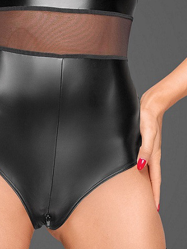 Noir Handmade šlapio efekto triko su tiulio intarpais "Gabby Black"