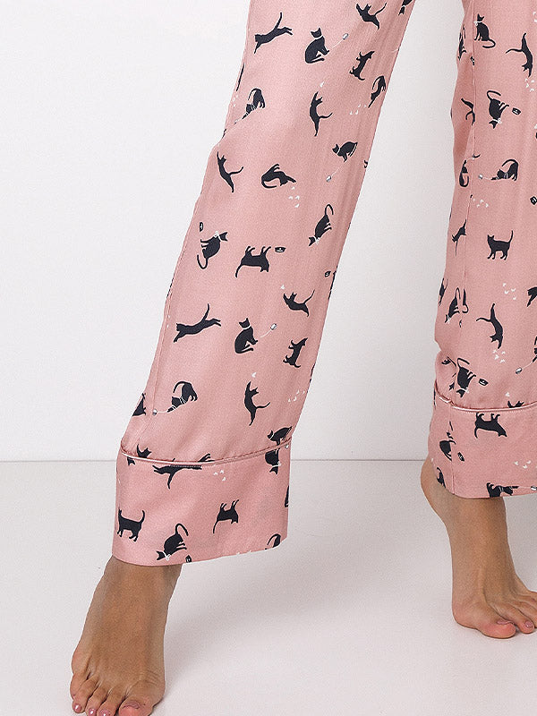 Aruelle ilga viskozinė pižama "Polly Long Light Pink - Black"