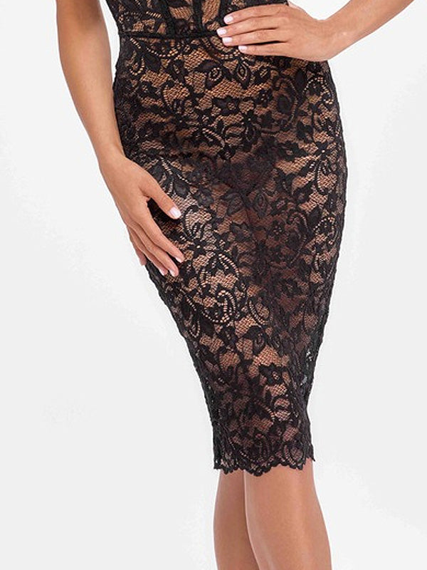 Noir Handmade perregima nėriniuota suknelė "Mercea Black"