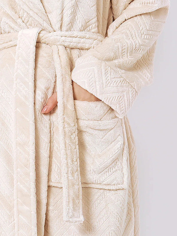 Aruelle trumpas raštuotas chalatas "Zahra Beige"