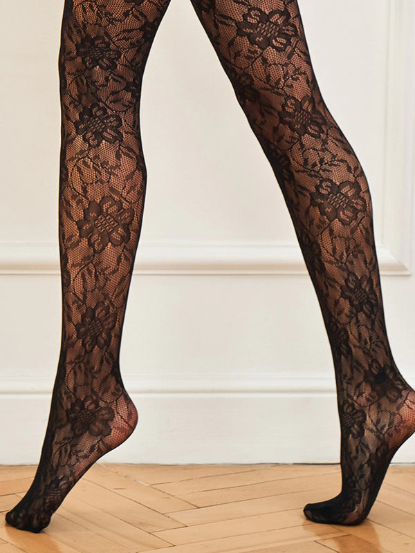 Veneziana tinklinės raštuotos pėdkelnės "Rosa Stile Black"