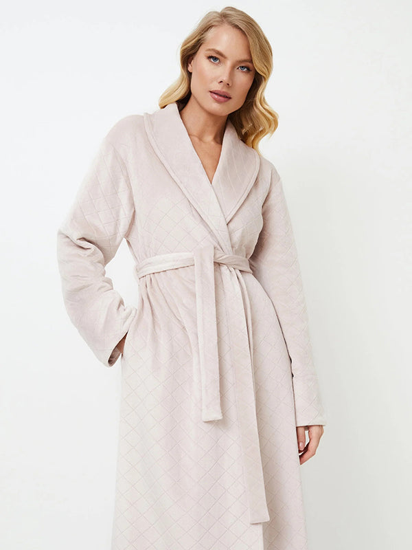Aruelle ilgas raštuotas chalatas "Elle Beige"