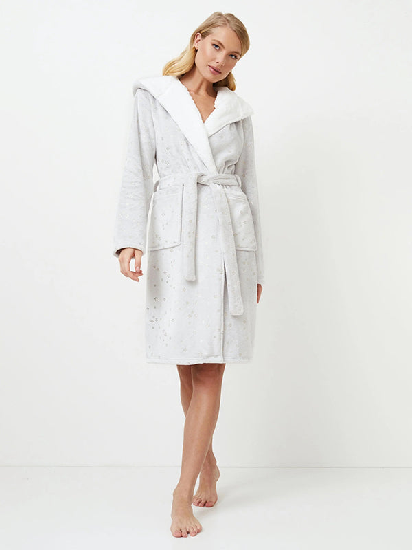 Aruelle trumpas chalatas su gobtuvu "Hazel Light Grey"