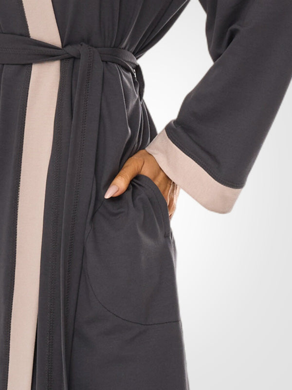 L&L ilgas viskozinis chalatas "Rajana Long Graphite - Grey"