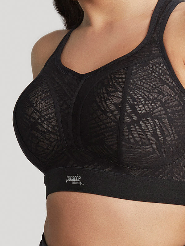 Panache sportinė liemenėlė be lankelių "Sports Non Wired Black - Latte"