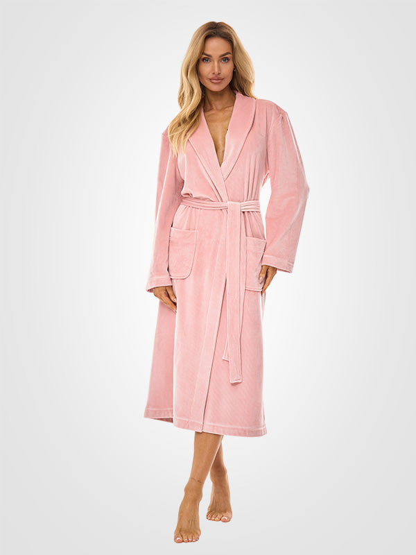 L&L ilgas raštuotas chalatas "Aura Pink Velour"